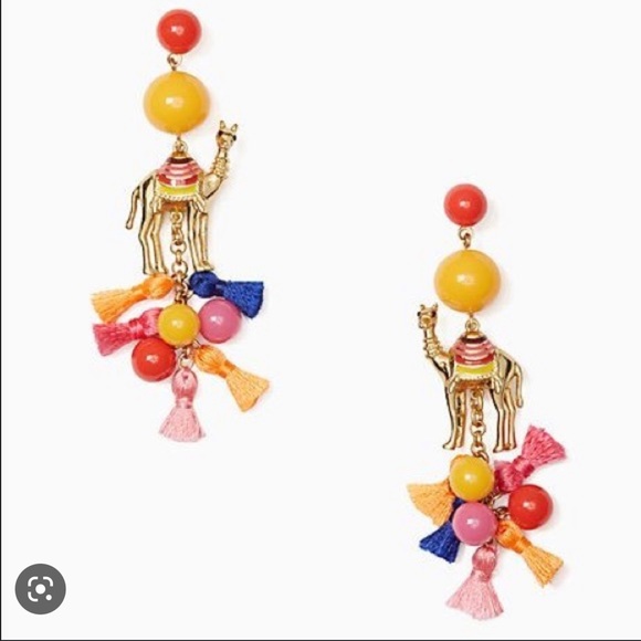 kate spade Jewelry - ISO IN SEARCH OF Kate Spade Spice Things Up Camel Earrings With Tassels Pom Pom
